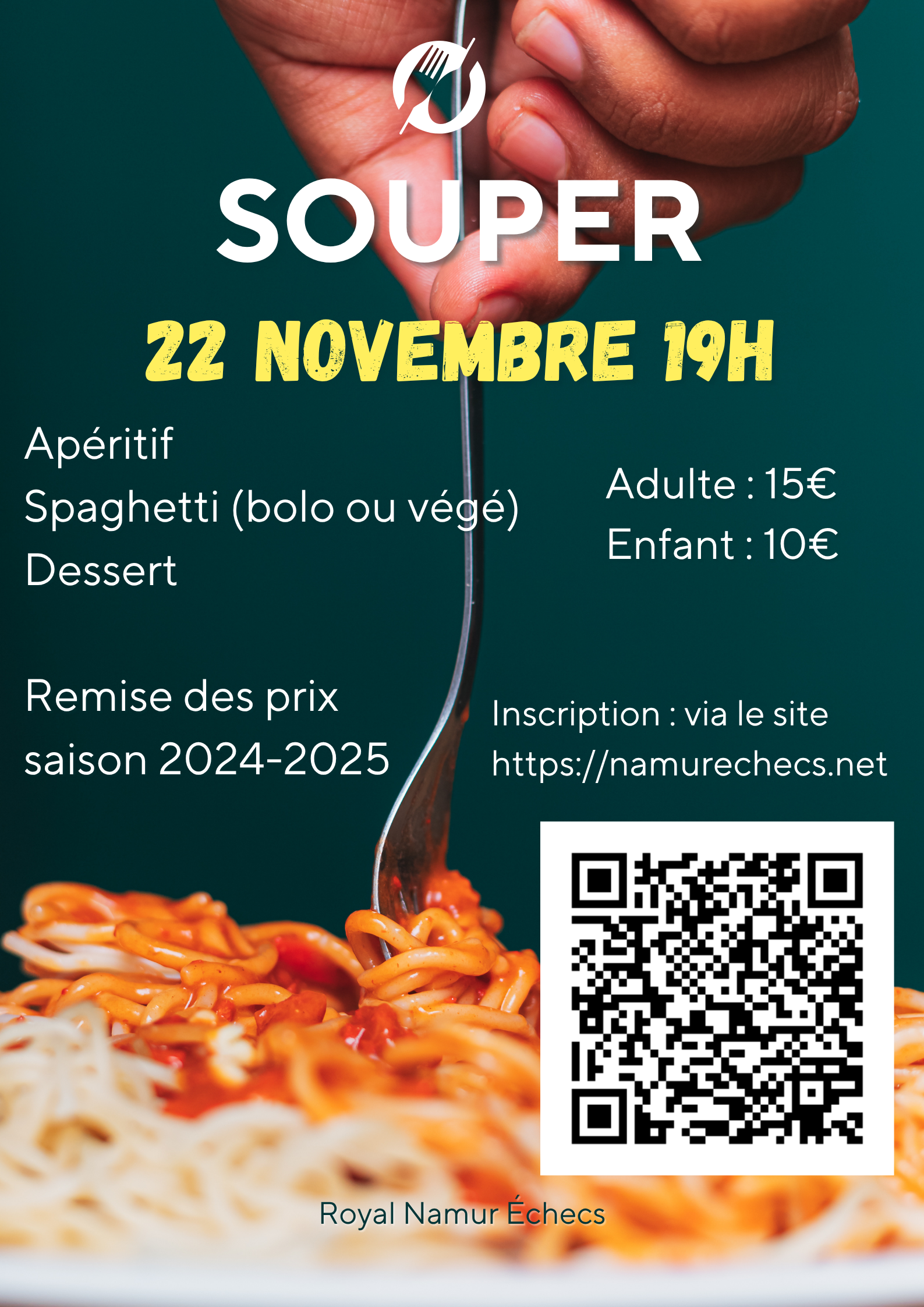 Affiche du souper du 22/11/2025